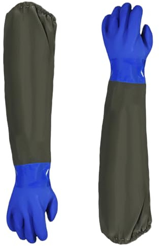 Gants de Bassin Longs en Caoutchouc, 1 paire de Gants de Nettoyage de Bassin, 70 cm en Caoutchouc, Longs Travail Imperméables de Sablage en PU, Bleu