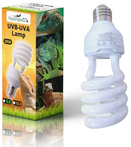 ReptilHábitat UVB 10.0 UVA 13W Lampe für Terrarien mit Reptilien, Pflanzen und Schildkröten, E27-Lampe – Ideal für Schildkröten und Bartagamen