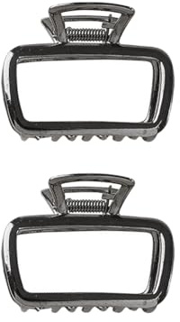 FSSTUD Kleine Metall-Haarklammern, rutschfest, elegant, rechteckig, starker Halt, Haarklammern, halber Dutt, Haarnadeln, dekorative Verschlüsse für Damen und Mädchen, Schwarz, 2 Stück