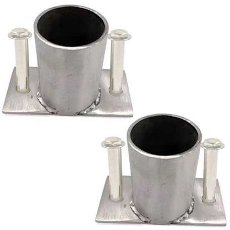 Lot de 2 manchons d'ancrage à visser durables pour fondations en béton, boîtes aux lettres, clôtures, couvertures de terrasse et poteaux de pergola (40 mm de diamètre)