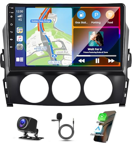 9 Inch 4G+64G Car Stereo for Mazda MX-5 MX5 MX 5 2006-2021 Android 14 IPS Touch Screen 2 Din Car Radio Receiver w/Wireless Carplay Android Auto GPS Navi Bluetooth Wifi HiFi BT SWC FM Backup Camera