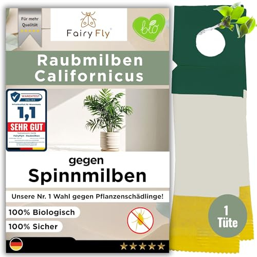 Fairyfly® Raubmilben gegen Spinnmilben – 1 Tüte Nützlinge für Zimmerpflanzen, Zierpflanzen, Gemüse & Cannabis – biologische Schädlingsbekämpfung (Californicus)