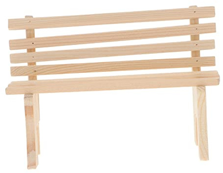 ERINGOGO Miniatur Holzbank Modell Naturfarbene Gartenbank Dekoration Puppenhaus Zubehör Handgefertigte Accessoire für DIY Bastelprojekte und Miniaturwelten