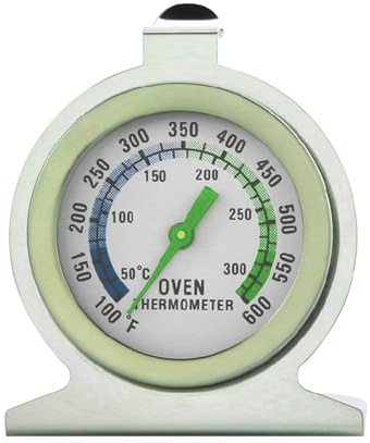 Oven Thermometer, Portable Stainless Steel Dial Thermometer, Can Be Hung or Placed Inside Oven, Clear Readings, Suitable for Fan and Gas Ovens (Green Pointer)