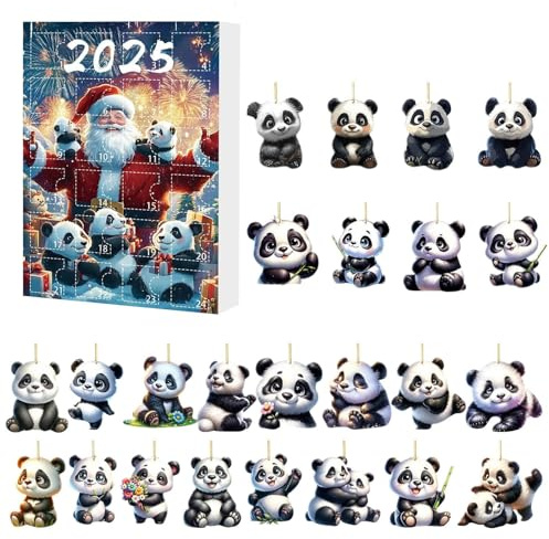 Julkalender advent 2025 – 26 x 18 cm 2D pandahänge, nedräkningskalender i