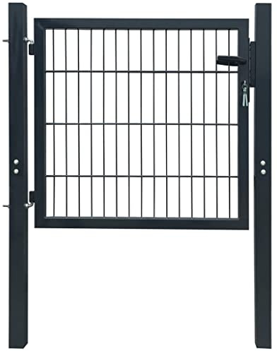 Portail de jardin - Clôture de jardin 2D - Porte unique - Gris anthracite - 106 x 130 cm - Pour jardin et terrasse