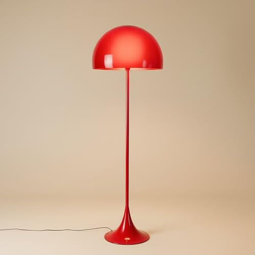 B·LED BARCELONA LED Lampada da terra design“PALM” con 3 x E27 per salotto, camera da letto e lettura | Stile nordico moderno, linee morbide ed eleganti, luce personalizzabile, Rosso