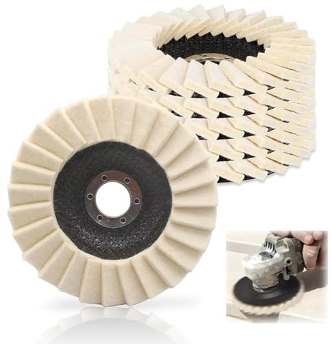 Fleymu 5 stycken polerskivor 125 mm x 22 mm, poleringsfläktskiva för filt – poleringsfäste vinkelslip, flex polerskiva, för slipning och polering av lack, trä, plast