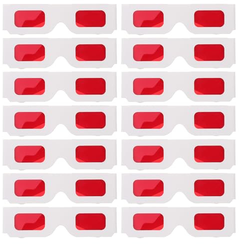 Kisangel Occhiali di Carta 3D per Film Lenti Rosse e Montatura Bianca Confezione da 100 Pezzi per Feste e Bomboniere Occhiali Decorativi Arcobaleno per e Adulti per Serate Cinema e
