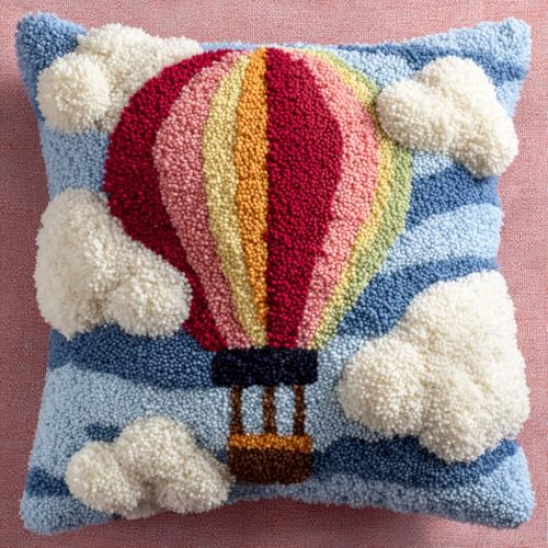 Henypt Kit de Cojín de Gancho con Cierre, globo aerostático Cojín Del Kit Del Gancho Del Pestillo,Kits De Ganchos De Ganchillo, 43x43cm