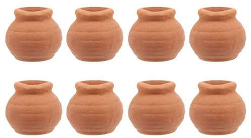FUTUREORYY Mini Pots de Fleurs en Terre Cuite Orange, Lot de 8, Petits | Plantes Succulentes, Format Poche, Usage Bureau et Petits Espaces, Design Mignon et Polyvalent