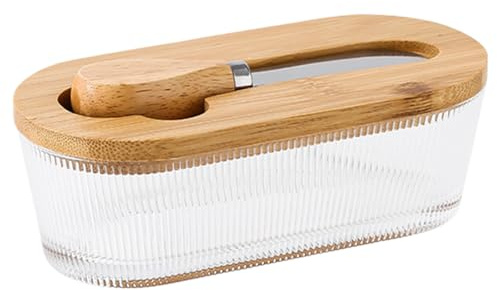 Mantequillera, 300 ml con tapa y espátula incluida, transparente, Recipiente para mantequilla con tapa y contenedor de queso, Para hogar, cocina, picnic, viaje, , encimera, verduras y frutas