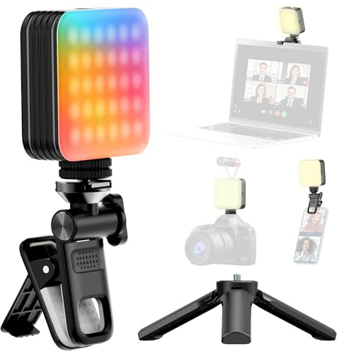 Kamera Licht, Rollei Lumis RGB V3 Mini LED Videoleuchte für Selfie | Kompatibel mit Kamera Handy Tablet Laptop, für Webcam Zoom Videokonferenzen Makrofotografie Vlog auf YouTube Tiktok Reel