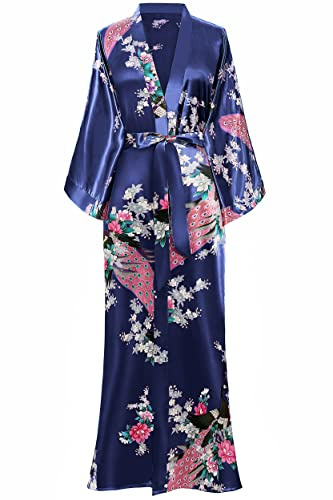 BABEYOND Morgonrock för kvinnor, maxi lång kimono strandklänning påfågel tryckt kofta kimono badrock kvinnor lång rock sovrock flicka pyjamas party
