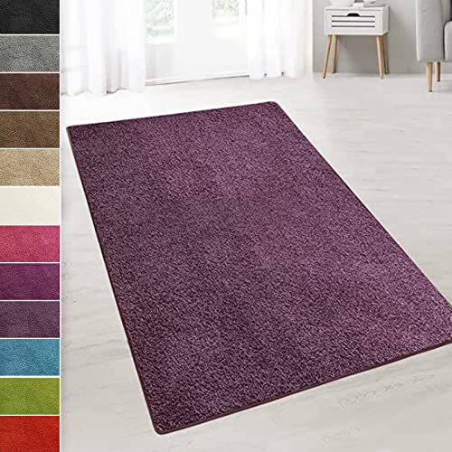 casa pura Teppich Wohnzimmer Lila Flauschiger Teppich 80x200cm Läufer, weicher Wohnteppich Deko für Schlafzimmer, Kinderzimmer, Flur mit antirutsch Unterseite, Shaggy Hochfloor Barcelona