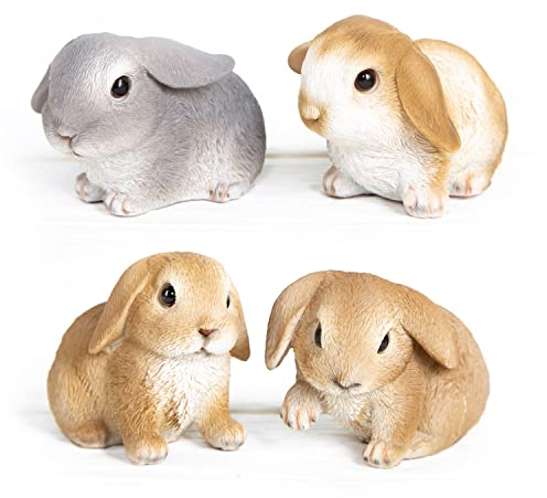 Logbuch-Verlag 4 figuras de conejos de Pascua, color marrón y gris, decoración de Pascua – Conejo de Pascua 2022 para colocar de pie, regalo de Pascua