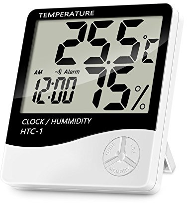 Tenlacum Indoor Digital Thermometer Hygrometer, Accurate Room Temperature Gauge Humidity Monitor with Alarm Clock - Easy to Read, Max/Min Records, LCD Display for Home Office Comfort