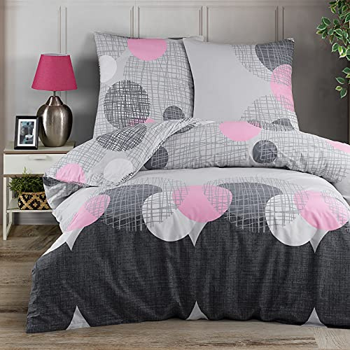 Buymax Bettwäsche 200x200 cm – Bettwäsche Set 3-teilig 200 x 200 cm, Renforcé 100% Baumwolle, Bettbezug mit 2 Kissenbezügen 80x80 cm, Oeko-TEX, Reißverschluss, weich und atmungsaktiv