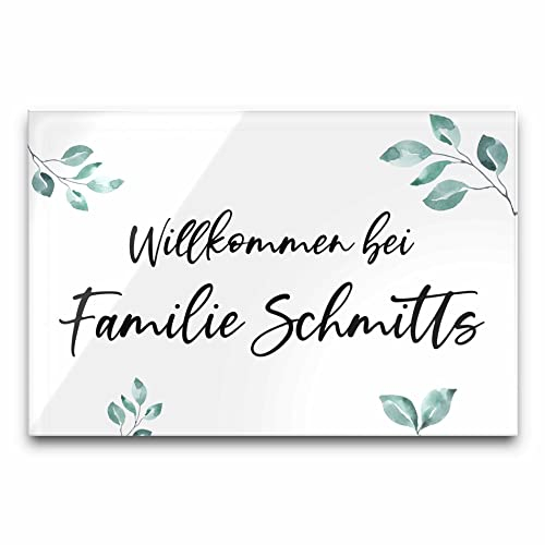 Edles Türschild mit Namen für die Haustür | Namensschild Briefkasten-Schild selbstklebend oder mit Bohrlöcher Klingelschild mit kratzfestem UV Druck | Größe ab 9x6 cm bunte Türschilder