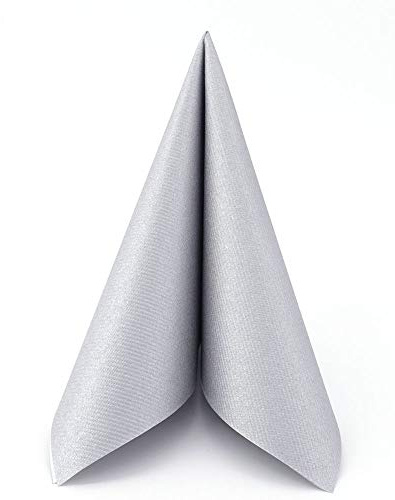 APARTina 50 Stück Servietten stoffähnlich Airlaid - UNI, Farbe: silber, Silberhochzeit, Hochzeitsservietten, stoffähnliche silberne Serviette, Hochzeit Taufe Kommunion (Silber, 33 x 33 cm)