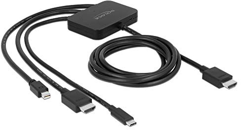 Delock Multiport 3 in 1 Adapterkabel mit USB C, Mini Displayport und HDMI auf HDMI 4K, 1,8 m, Ideal für Beamer und Präsentationen, 85830
