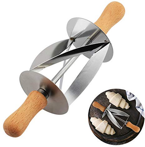 Croissant Cortador del Rodillo - El Fabricante De Acero Inoxidable Croissant Rebanadas De Roble Rodillo De La Manija Forma De Herramientas De Los Pasteles De La Pasta del Balanceo Cuchillo