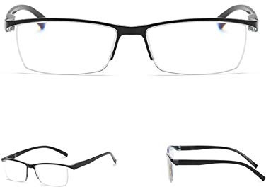 DLLY Lunettes De Lecture Demi-Monture,Anti-Lumière Bleue,pour Hommes/Femmes Souffrant De Presbytie,Aides Visuelles,Lunettes D'ordinateur Confortables,Anti-Radiations,Noir,+2.50