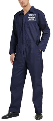 TOPTIE Tuta da Lavoro a Maniche Lunghe con Ricamo e Stampa Personalizzata con Nome o Logo, Tuta con Schienale Action