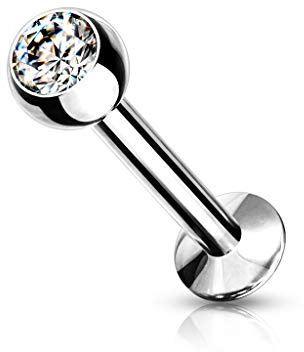 beyoutifulthings Lippen-Piercing Zirkonia Piercing-s Lippe Stecker Chirurgenstahl Schraub-Verschluss Stab 4/5/6/7/8/9/10/11/12-mm lang 1/1,2-mm dick