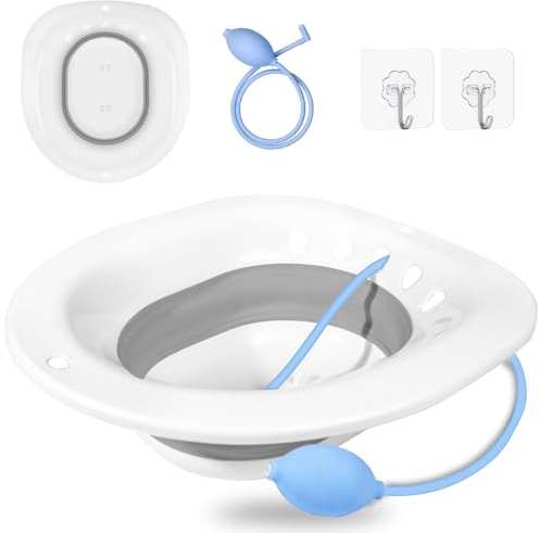 DMSELL Foldable Sitz Bath for Toilet with Flusher, Portable Postpartum Care Basin