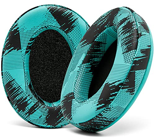WC PadZ - The Ultimate Upgraded Earpads by Wicked Cushions - Compatible With Audio Technica, HyperX, SteelSeries Arctis & More - Extra Thick - Bigger Opening - Softer Memory Foam | SpeedRacer Cyan