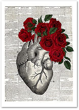 Ling88 Poster da Parete Anatomia Cuore Cervello Astratto Medicina Stampa Artistica su Tela Pittura su Tela Nordic Poster E Stampe Immagini A Parete per Soggiorno Poster E Stampe -50X70Cm
