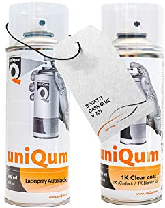 uniQum Spraydose Autolack + Klarlack BUGATTI DARK BLUE V 701 Autolack Reparatur 2x 400 ml