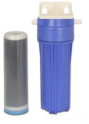 Kit Filtro Des-Ionizador de agua 10. Elimina el 100% de las sales minerales del agua de ósmosis. El Kit incluye Soporte de Pared y tuberías.