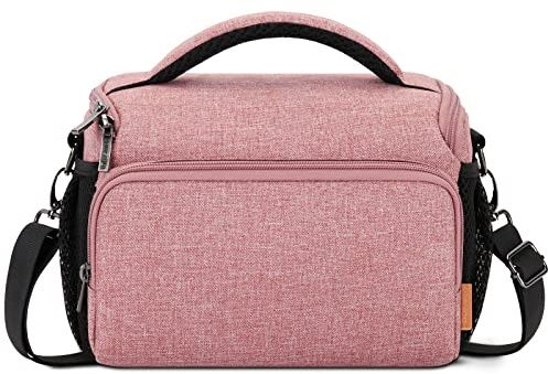 DOMISO DSLR Camera Bag Small Canon Camera Sling Bag for Photographers Mirrorless Waterproof Shoulder Bag,Pink