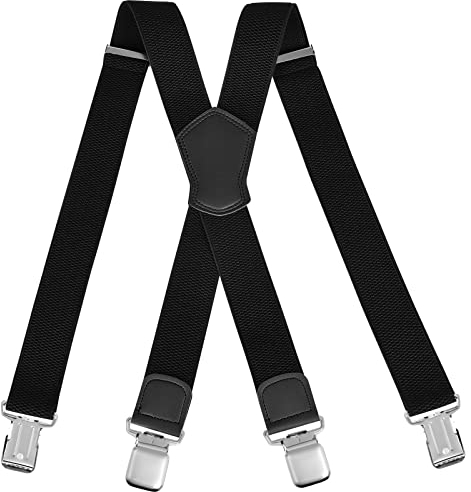ACWOO Hosenträger für Herren, Extra Stark Breit 4 Cm, Einstellbar und Elastisch, Einheitsgröße. Hosenträger Damen mit Sehr Starken 4 Metall Clips, Schwarz Braces Y-Form