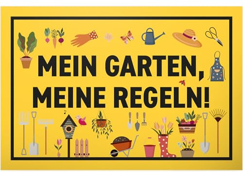 DankeDir! Mein Garten - Schild 30 x 20 cm - Deko Geschenkidee Freundin Nachbarn Karte Geschenk - Türschild Geburtstagskarte Wanddeko lustiger Spruch Geburtstagsgeschenk Spruchschild