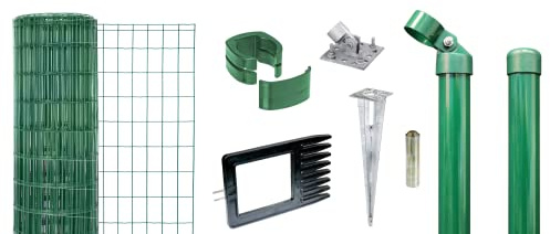 Alberts 669232 Fix-Clip Pro als Zaun-Komplettset, mit Einschlagbodenhülse | verschiedene Längen und Höhen | grün | Höhe 153 cm | Länge 50 m