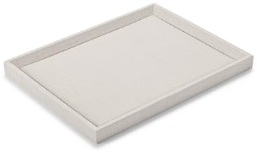 Papten Schmucktablett aus Leder, stapelbar, Schmuckschublade, Organizer mit Leinenstruktur für Halsketten, Armbänder, Uhren, Anhänger, Vitrine (klein)