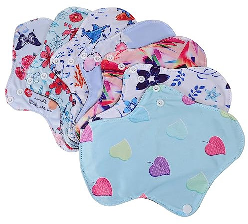 SOLUSTRE 7stücke Stoffbinden Wiederverwendbar Für Damen Menstruationsbinden Set Waschbar Sanitär Pads Mit Knopfdesign Für Alltag Sport Und Reisen
