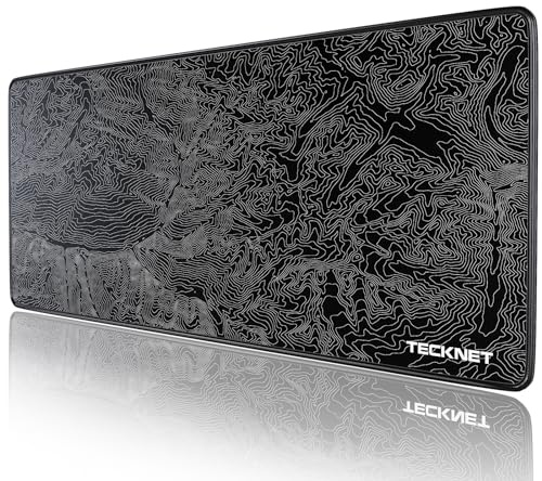 TECKNET Mauspad XXL Speed Gaming, 900x400 mm Schreibtischunterlage Schwarz, Gamer Mouse Pad, Wasserdicht mousepad, Spezielle Oberfläche Verbessert Präzision und Geschwindigkeit, rutschfeste Gummibasis
