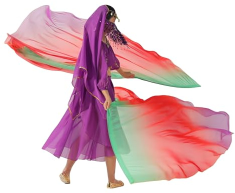 MUNAFIE Bannière de louange 2 pièces Draps de danse Demi-cercle Drapeaux colorés avec tige de drapeau flexible pour performance de danse d'église 10# VERT-ROUGE-VIOLET
