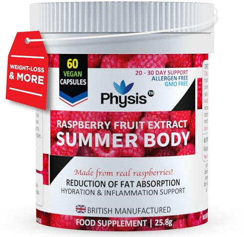 Raspberry Fruit Extract up to 3200mg Daily | Weight Loss Max Strength | Raspberry Ketones Upgrade | Summer Body All Year | 60 x Slimming Diet Capsules | Natural Fat Burners | Men & Woman