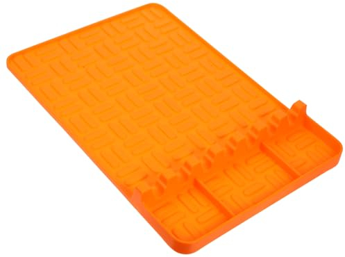 YARNOW Grillutensilien Matte Hitzebeständige Küchenmatte Für Grills Und Theken Multifunktionale Abtropfmatte Mit Fächern Für Spatel Zangen Und Gewürze