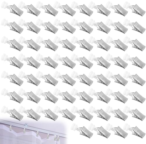 T-Glider Vorhangklammern,Gardinenhaken mit Rollen,Schienengleiter,Vorhangrollen,Metall Gardinenröllchen,T-Schienen Vorhang Clips für Curtain Hooks,Duschvorhang,Türvorhänge,Wohnwagen (60 Stück(B))