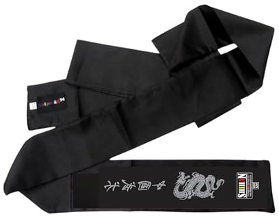 Kung Fu Sash Black with SILVER Dragon Print Satin 300cm for Men/Women Black Shaolin Monk Kung fu Belt Wushu Martial Arts Sashes for Uniforms Wing Chun Clothing