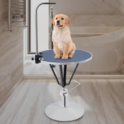 OMGGYER Haustier Trimmtisch Groomer Tisch Pflegetisch höhenverstellbar Schertisch für Hunde/Katze hydraulisch anhebbarer Tierpflegetisch für Haushaltsbaden, Haartrocken, Haarschneiden (Blau)