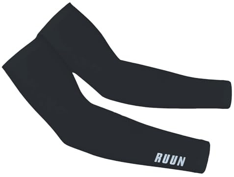 RUUN Calentador de brazos para ciclismo, térmico, para correr, ciclismo, antideslizante, para invierno., Negro, Small/Medium