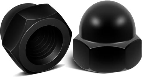 ORTAVA 20 Stück Hutmuttern M5 Edelstahl, Kappenmuttern DIN1587 Hohe Form Edelstahl A2 V2A Sechskant Hutmuttern für Schrauben Gewindestangen & Gewindebolzen (Schwarz)