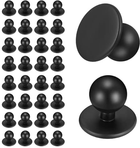 Kochjackenknöpfe, 100 Stück Kugelknöpfe für Kochjacken, Rundknöpfe für Kugelknopf, Kochjacken Kochknöpfe, Kugelknöpfe, Unterer Durchmesser 18 mm, für Alle Gängigen Kugelknöpfe, Schwarz